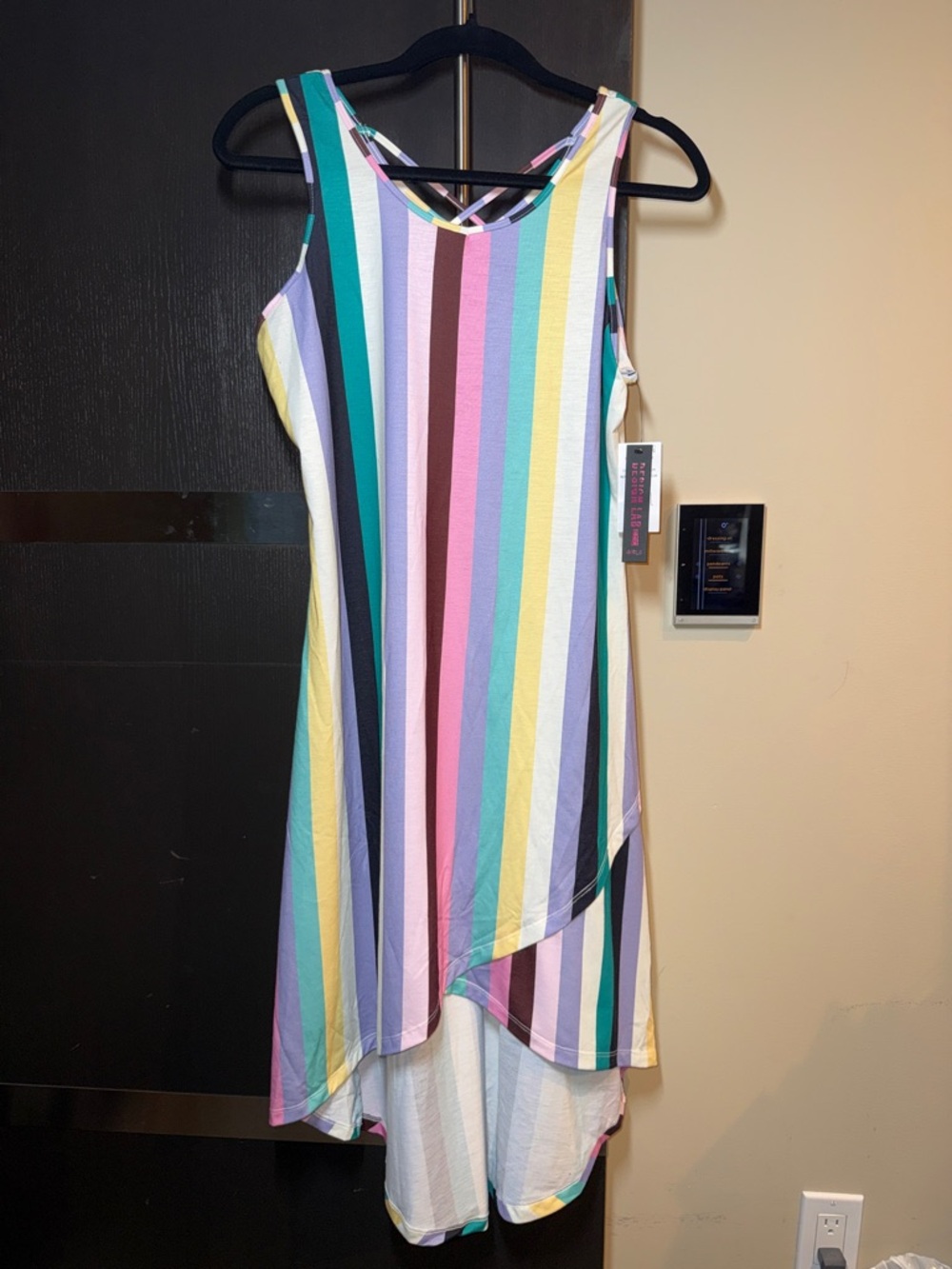 Design Lab Lord & Taylor Multicolor Vertical Stripe High-Low Dress-New with tags
